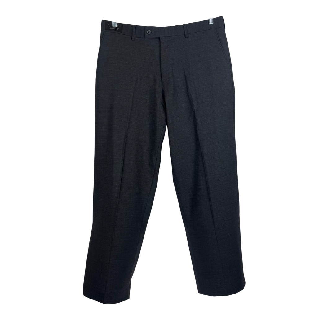 J. Ferrar Men's 100% Wool Dress Pants Charcoal Gray Modern‎ Fit Size 36 NWT